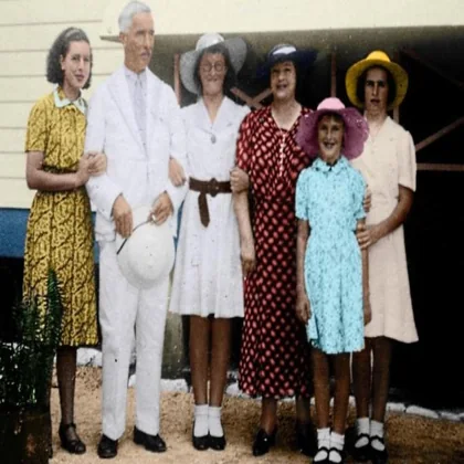 Input photo: a vintage family portrait