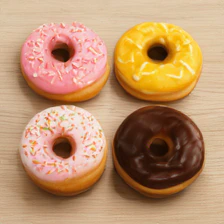 SigLIP2 sample for the prompt: a photo of four donuts