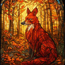 SigLIP2 sample for the prompt: a stained-glass window depicting a red fox in an autumn forest