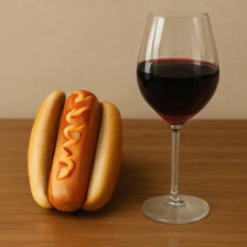 DINO sample for the prompt: a photo of a wine glass right of a hot dog