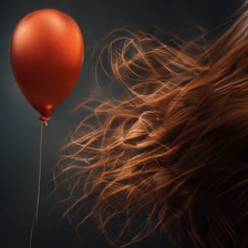 SigLIP2 sample for the WISE prompt: The balloon that has been rubbed comes into contact with long hair